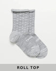 Ladies Roll Top Crew Socks | Powder - Merino & Me