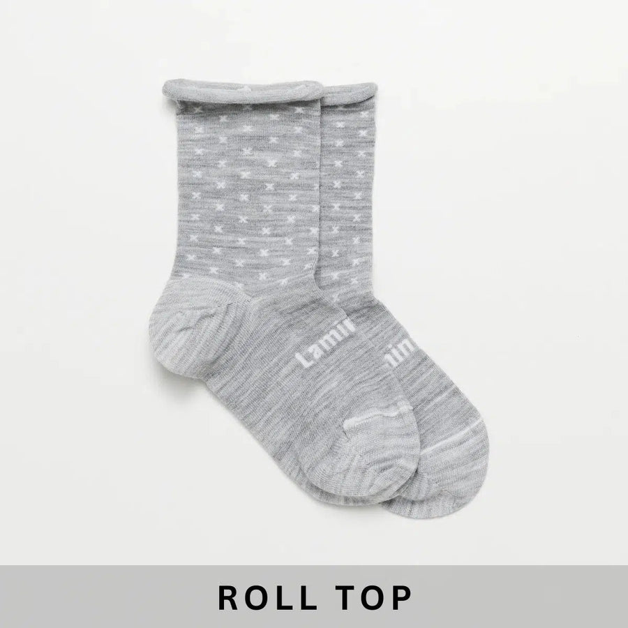 Ladies Roll Top Crew Socks | Powder - Merino & Me