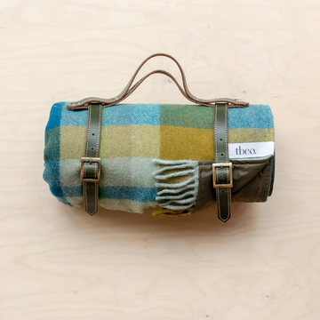 Recycled Wool Picnic Blanket with Leather Strap