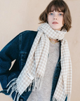 Lambswool Oversized Scarf | Cream Houndstooth [PRE-ORDER]