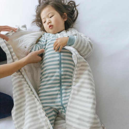 Duvet Sleep Sack with Sleeves-Sleeping Bag-Woolbabe-6-24 Months-Pebble Stripe-Merino & Me