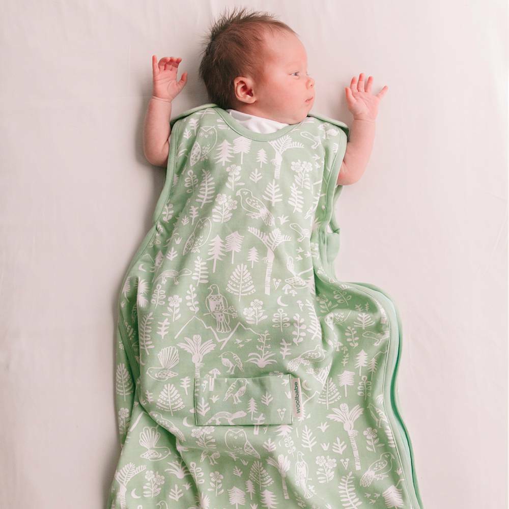 Mini Three Season Side Zip Mid-Weight Sleep Sack | Moss Wilderness - Merino & Me