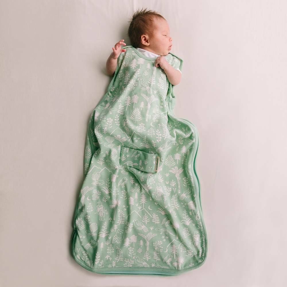 Mini Three Season Side Zip Mid-Weight Sleep Sack | Moss Wilderness - Merino & Me