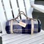 Recycled Wool Picnic Blanket with Leather Strap | Bannockbane Silver Tartan - Merino & Me