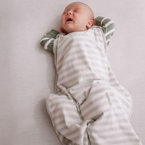 Mini Three Season Side Zip Mid-Weight Sleep Sack | Pebble Stripe - Merino & Me