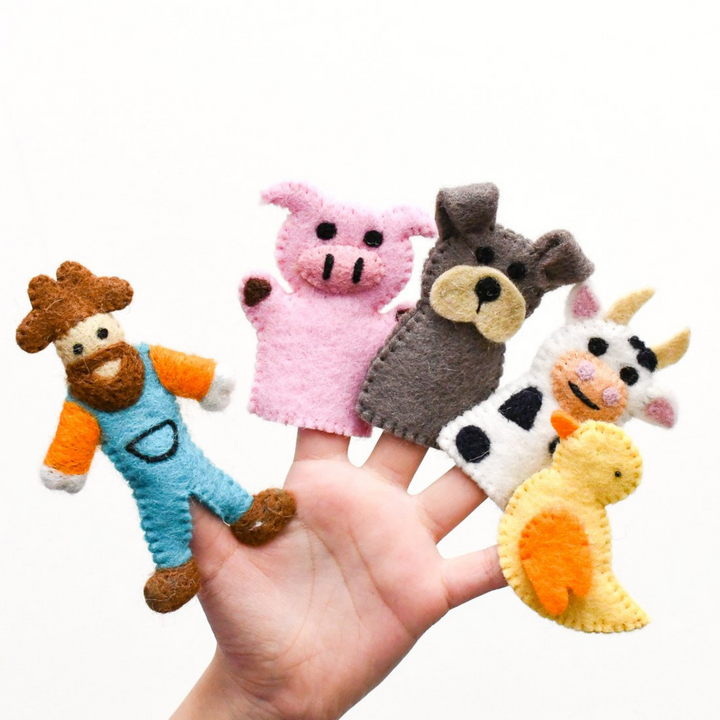 Farm Animals Finger Puppet Set-Decor-Tara Treasure-Merino & Me