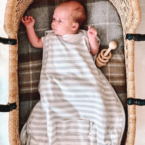 Mini Three Season Side Zip Mid-Weight Sleep Sack | Pebble Stripe - Merino & Me