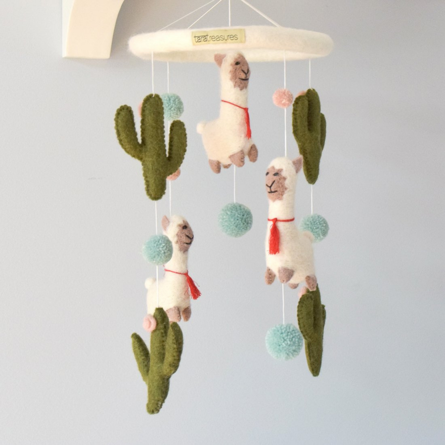 Llama and Cactus Baby Mobile-Decor-Tara Treasure-Merino & Me