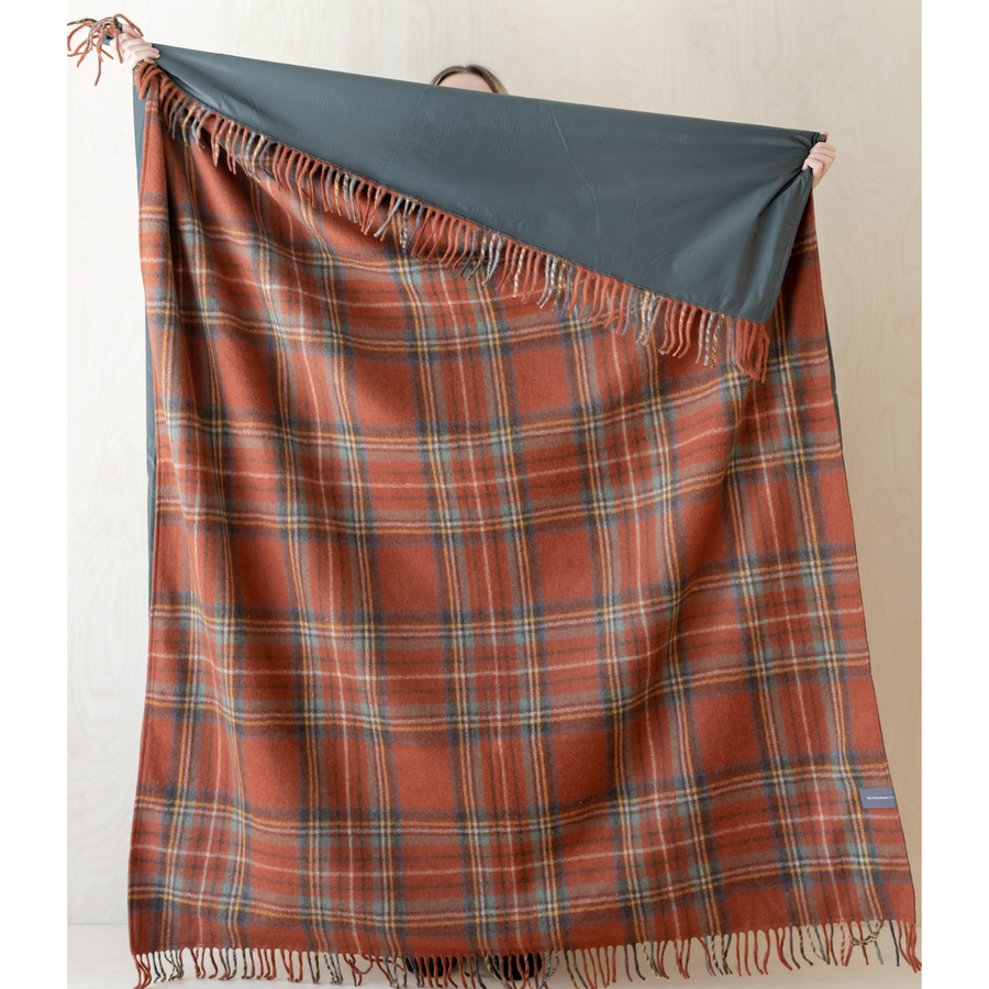 Wool Picnic Blanket with Leather Strap-Picnic Blankets-The Tartan Blanket Co-OS-Stewart Royal Antique Tartan-Merino & Me