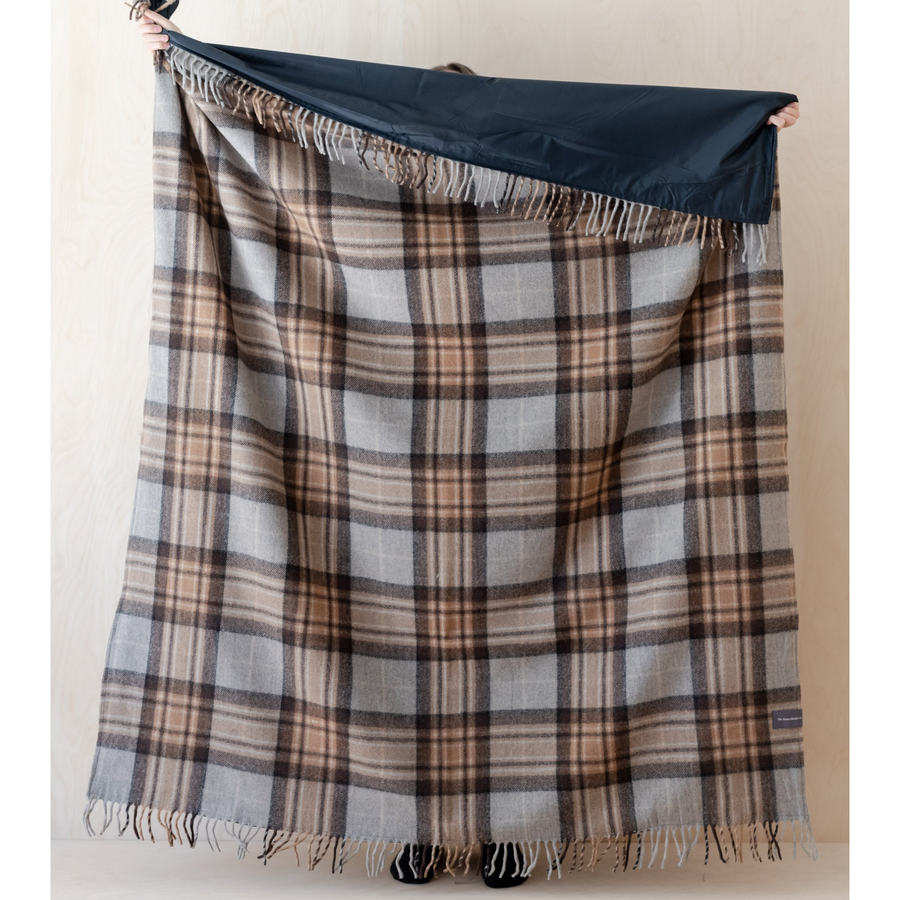 Wool Picnic Blanket with Leather Strap-Picnic Blankets-The Tartan Blanket Co-OS-Mackellar Tartan-Merino & Me