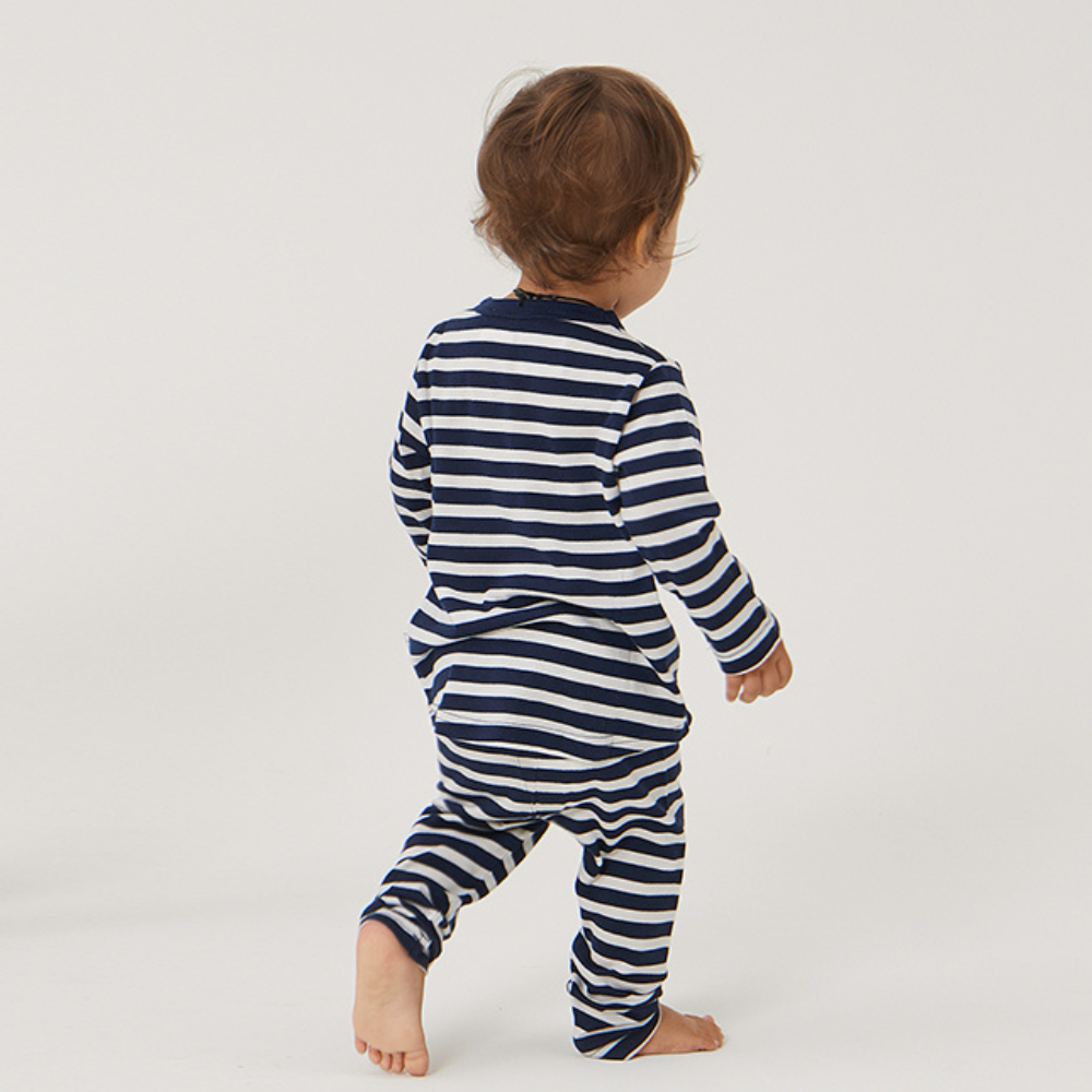 Merino Pyjama Set | Navy Stripe - Merino & Me