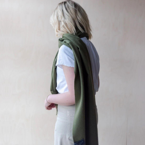 Lambswool Oversized Scarf-Scarves-The Tartan Blanket Co-OS-Olive-Merino & Me