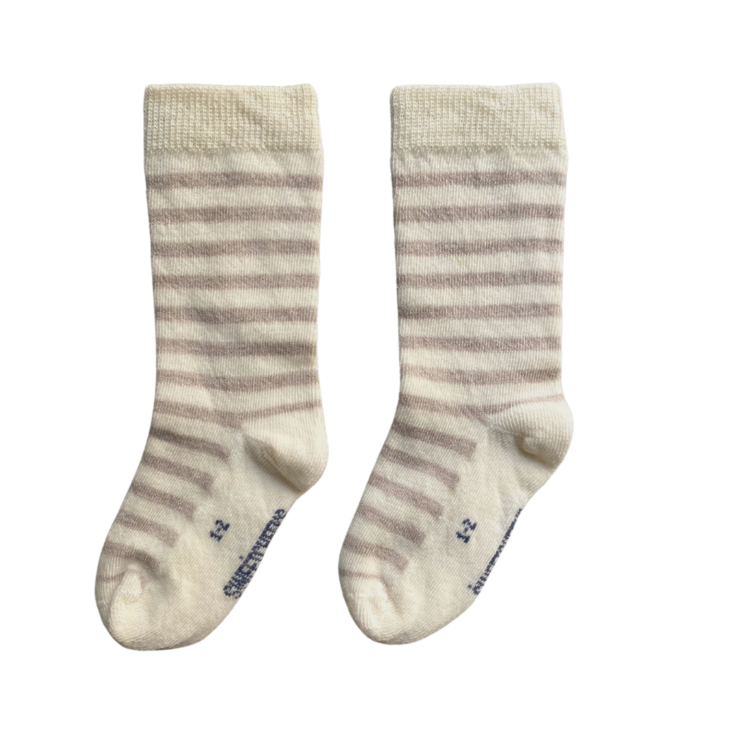 Long Baby Socks | Sand Stripe - Merino & Me