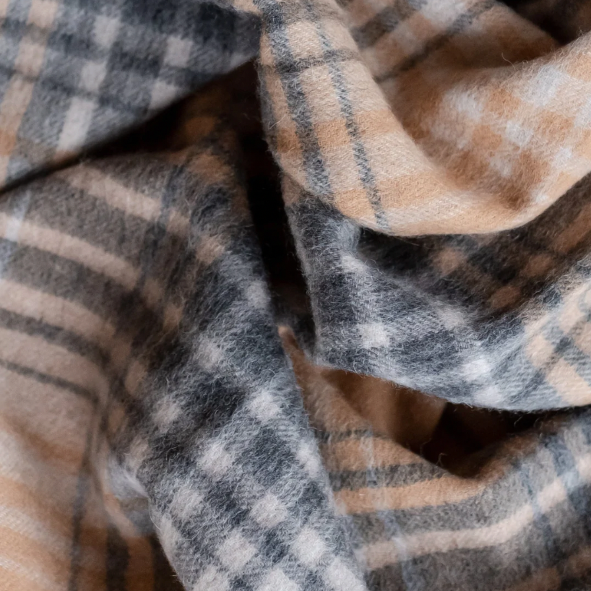 Lambswool Blanket Scarf | Camel Gradient Check - Merino & Me