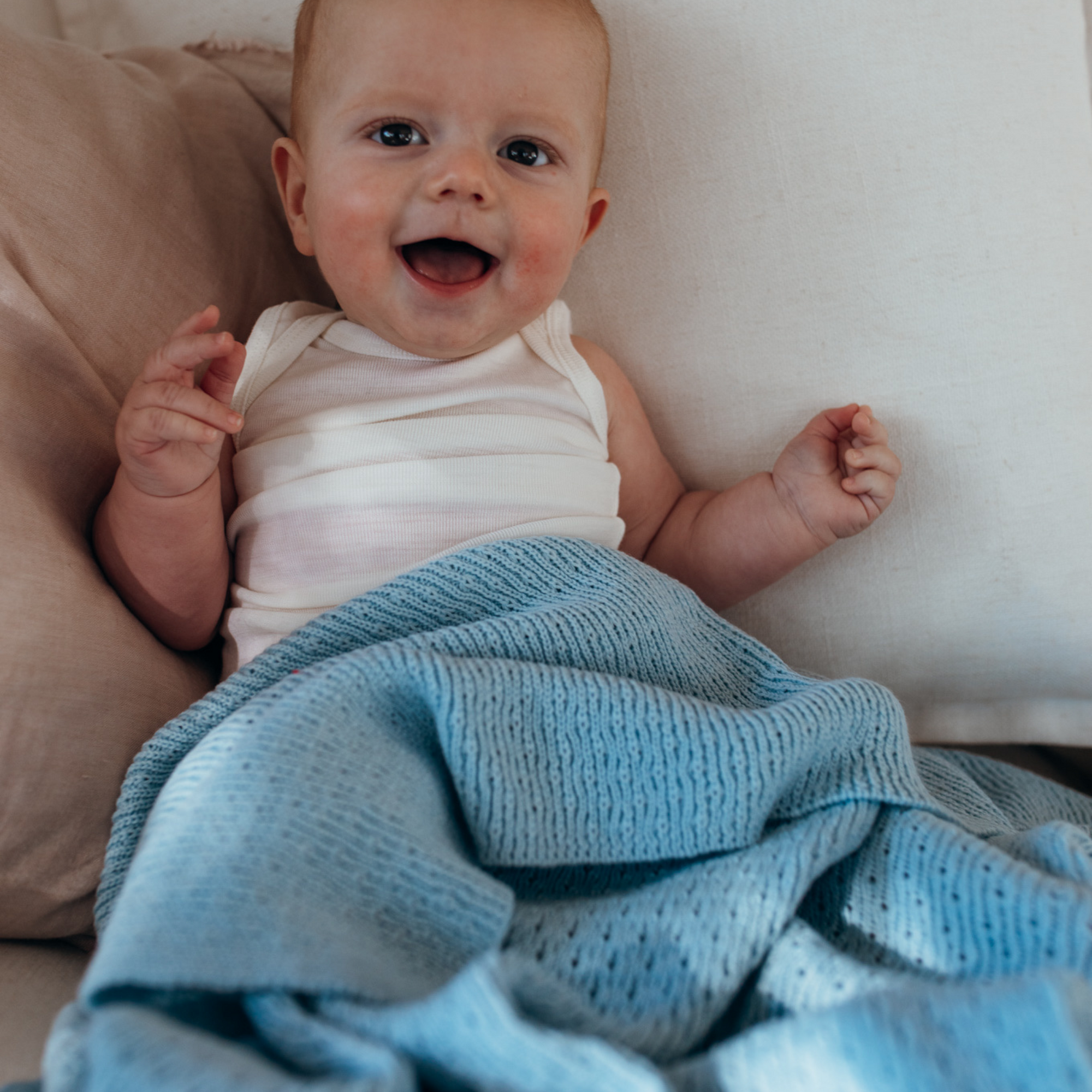 Merino Knit Blanket | Light Blue - Merino & Me