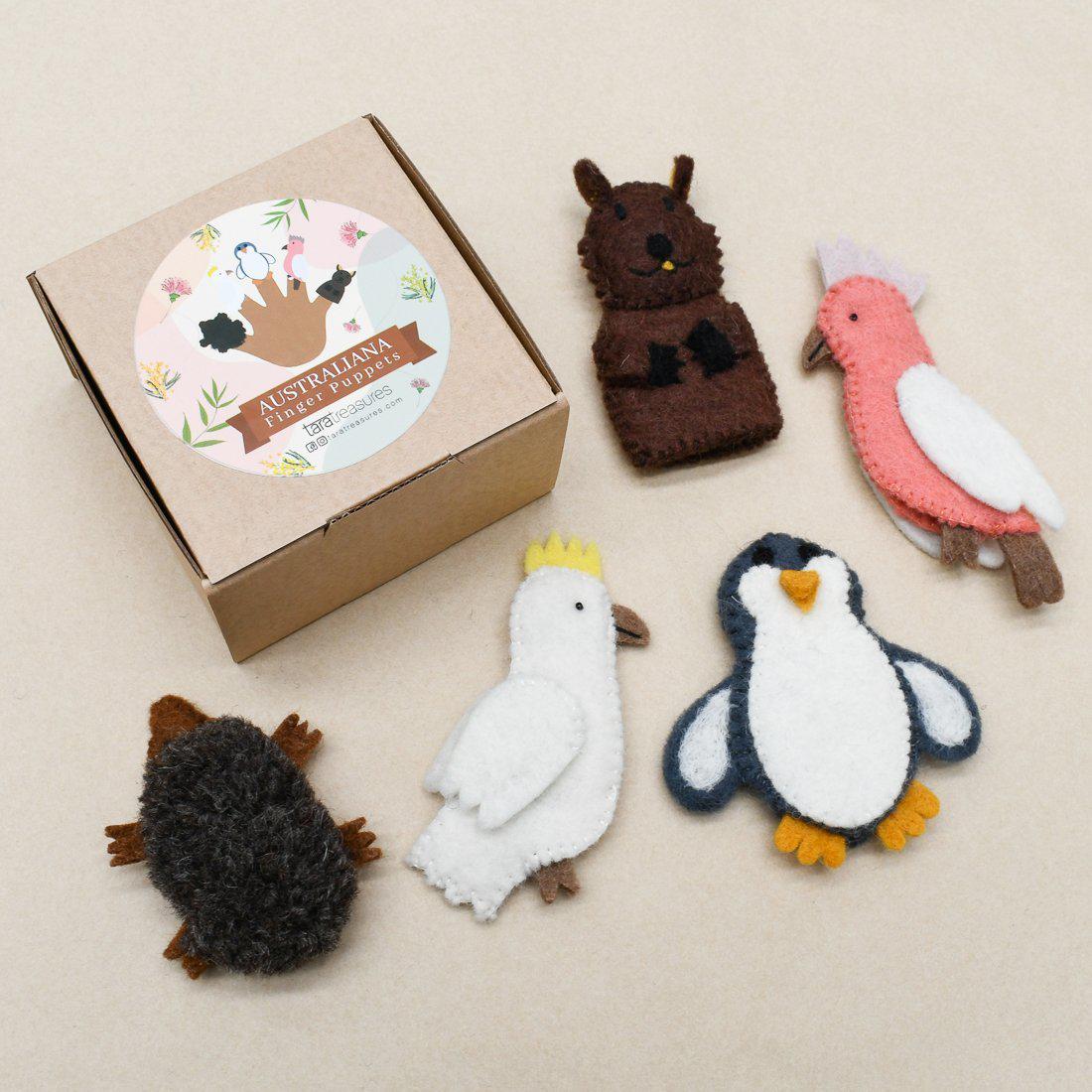 Finger Puppet Set | Wombat &amp; Cockatoo