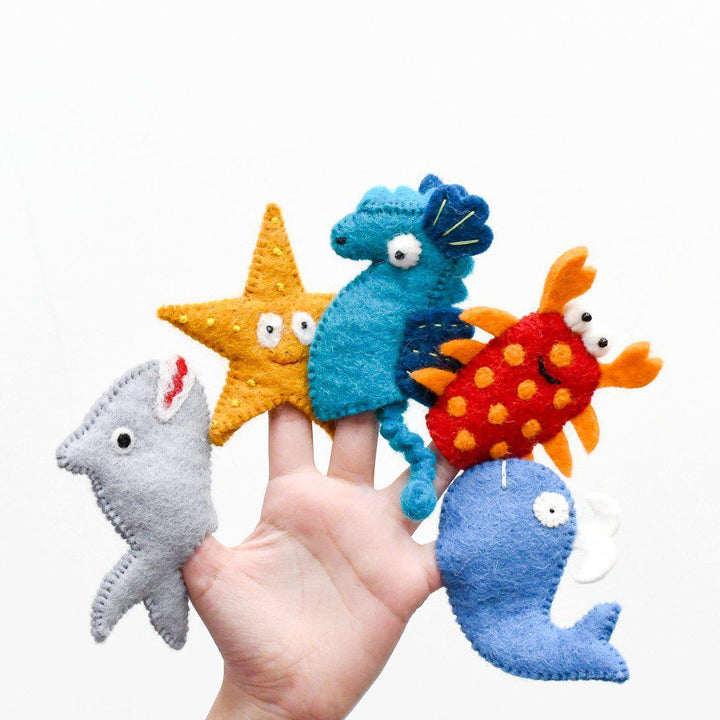 Ocean and Sea Creatures Finger Puppet Set A-Decor-Tara Treasure-Merino & Me