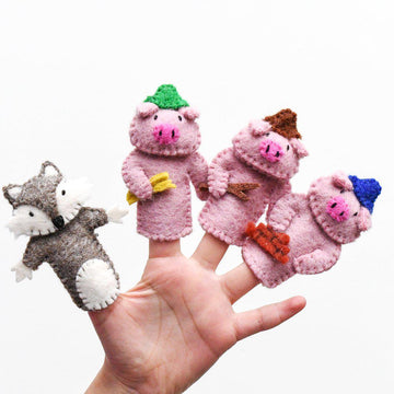 The Three Little Pigs Finger Puppet Set-Decor-Tara Treasure-Merino & Me