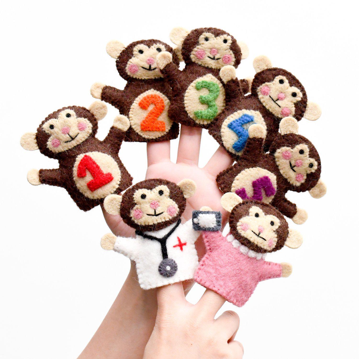 Finger Puppet Set | Five Little Monkeys - Stina's Style