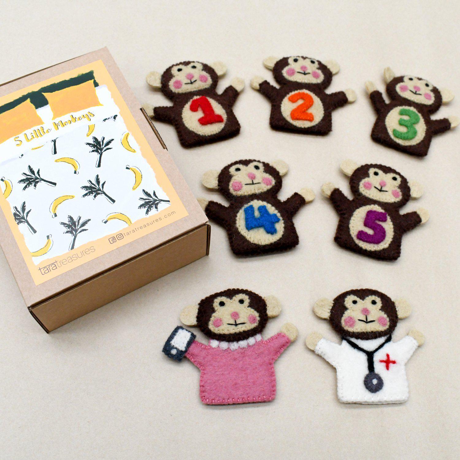 Finger Puppet Set | Five Little Monkeys - Stina's Style