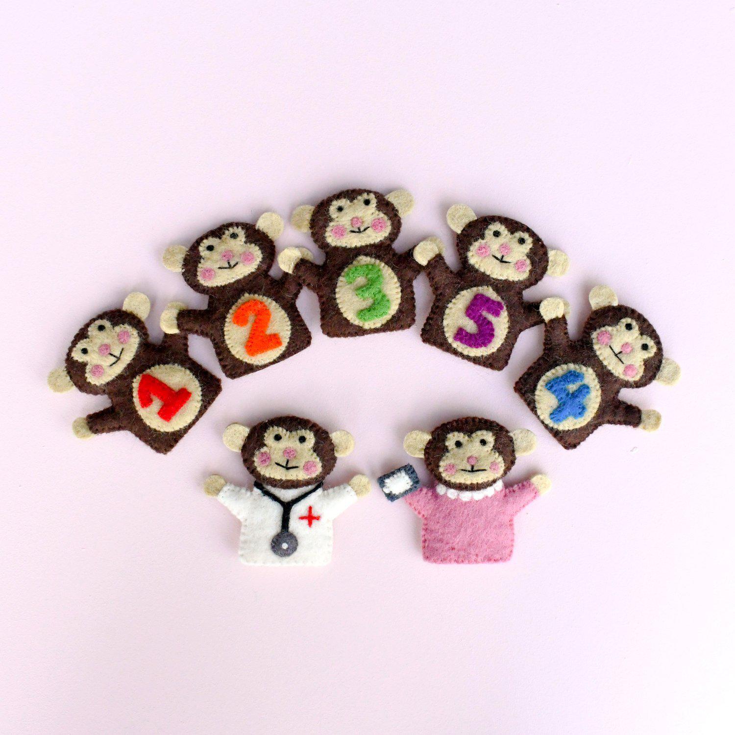 Finger Puppet Set | Five Little Monkeys - Stina's Style