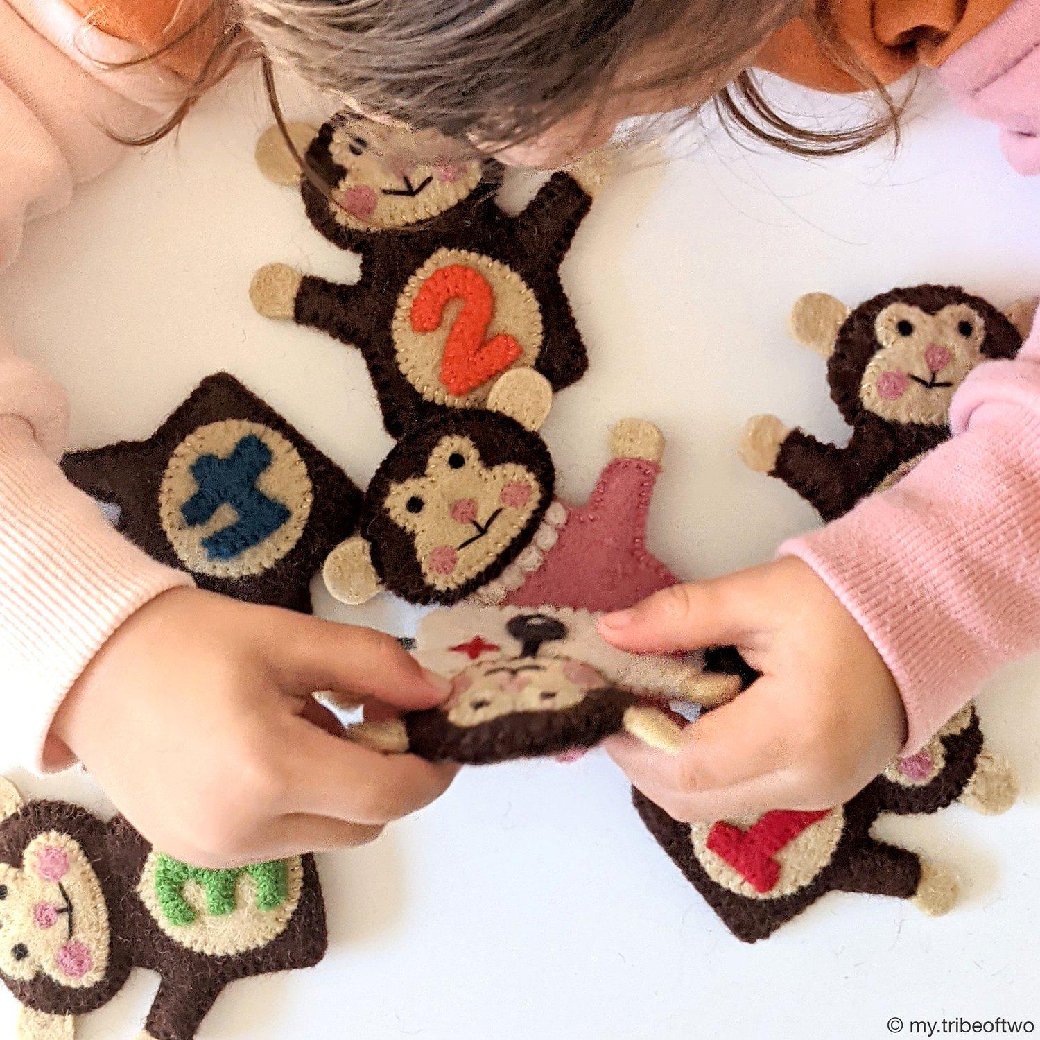 Finger Puppet Set | Five Little Monkeys - Stina's Style