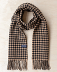 Lambswool Oversized Scarf | Camel Houndstooth